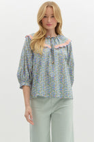 Susan Scallop Embroidered Ruffle Top - Be You Boutique