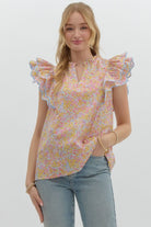 Shannon Ditsy Floral Ruffle Sleeve Top - Be You Boutique