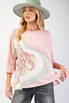 SPRING2025 Esther Heart Patch Mineral Washed Knit Top - Be You Boutique