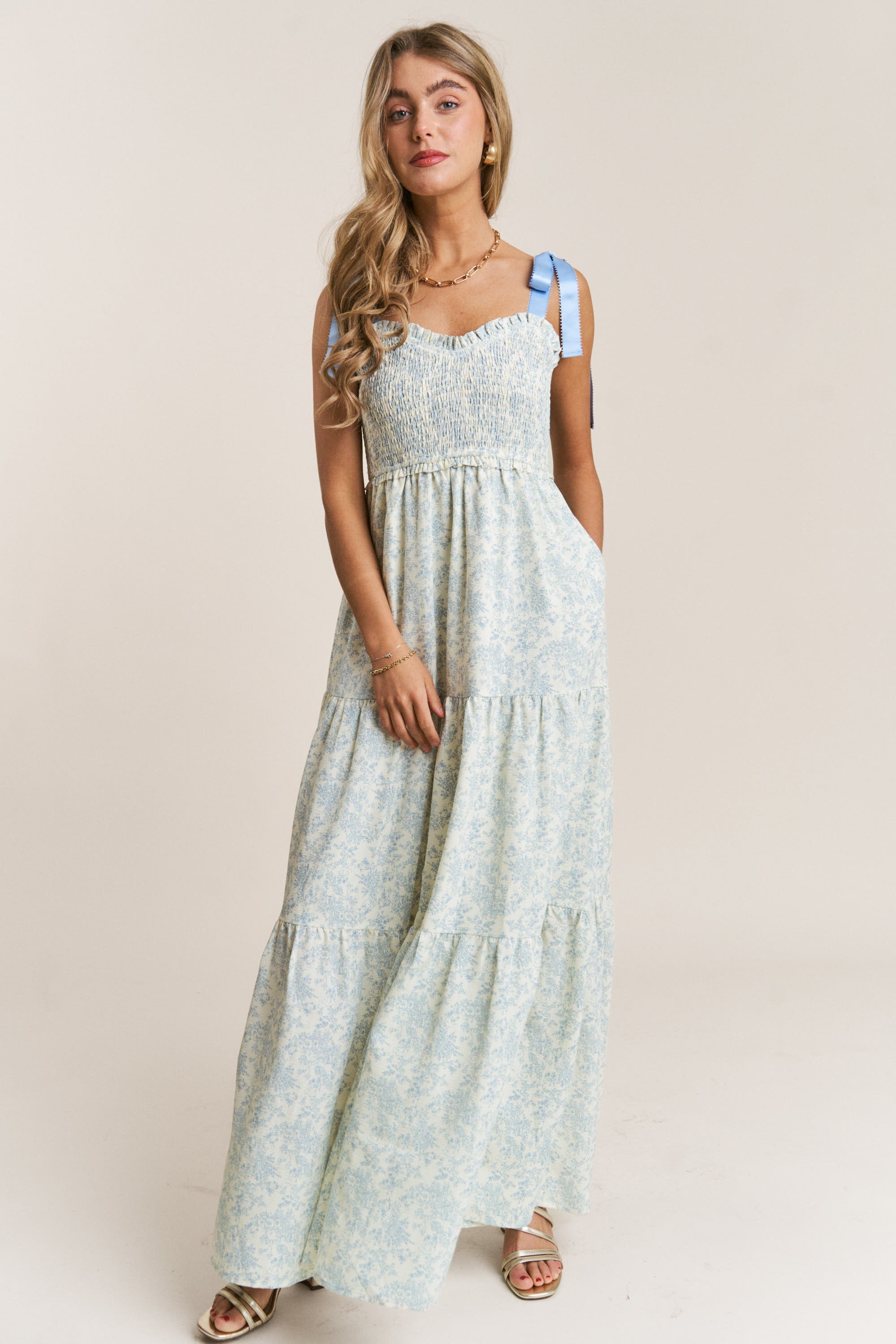 Gracie Empire Neck Floral Tiered Maxi Dress - Be You Boutique