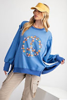 Brannon Peach Patch Long Sleeve Terry Knit Top - Be You Boutique