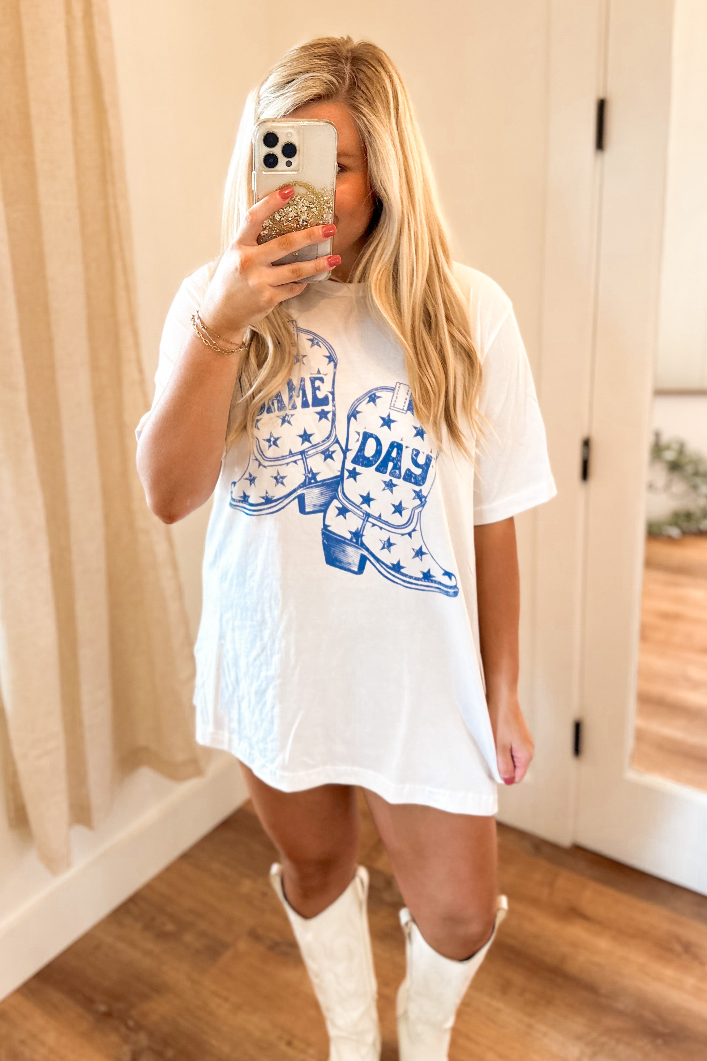 Game Day Star Boots Oversized Short Sleeve Distressed Graphic Tee *FINAL  SALE*