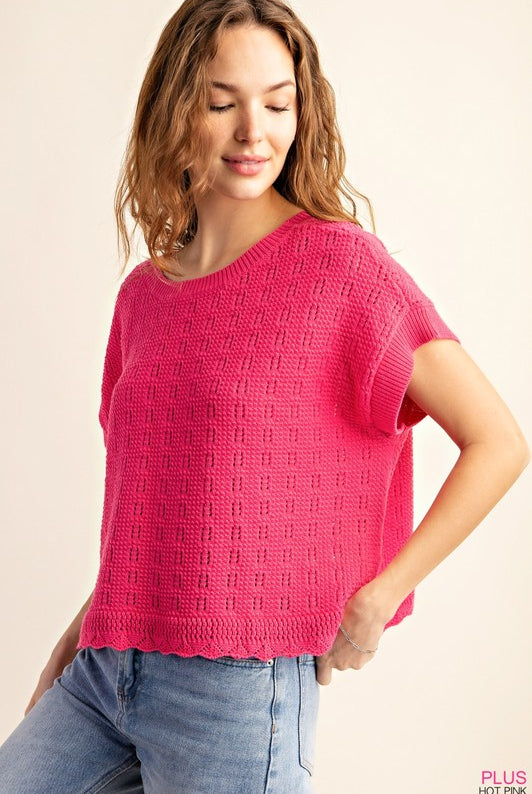Matilda Cotton Thread Textured Relaxed Fit Sweater Top - Be You Boutique