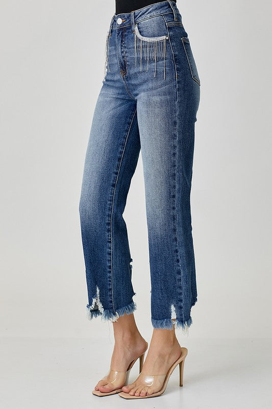 Risen Maddox High Rise Embellished Straight Jeans *FINAL SALE*