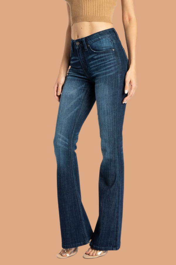 Kancan Marci Mid Rise Bootcut Flares Jeans ~ Dark Wash **FINAL SALE** - Be You Boutique