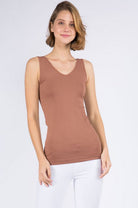 Cathy Basic Reversible Seamless Tank ~ Mocha - ShopBeYouBoutique