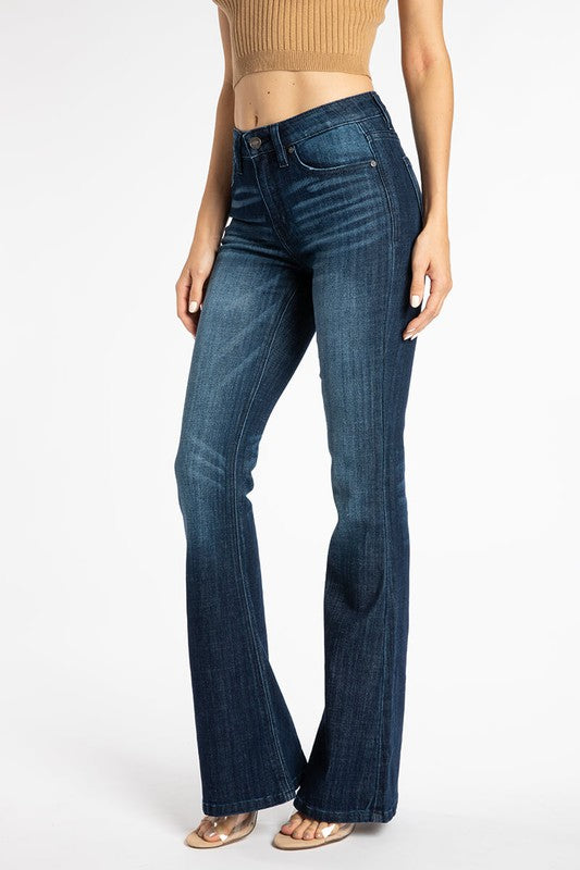 {Last Chance} Kancan Marci Mid Rise Bootcut Flares Jeans ~ Dark Wash - ShopBeYouBoutique